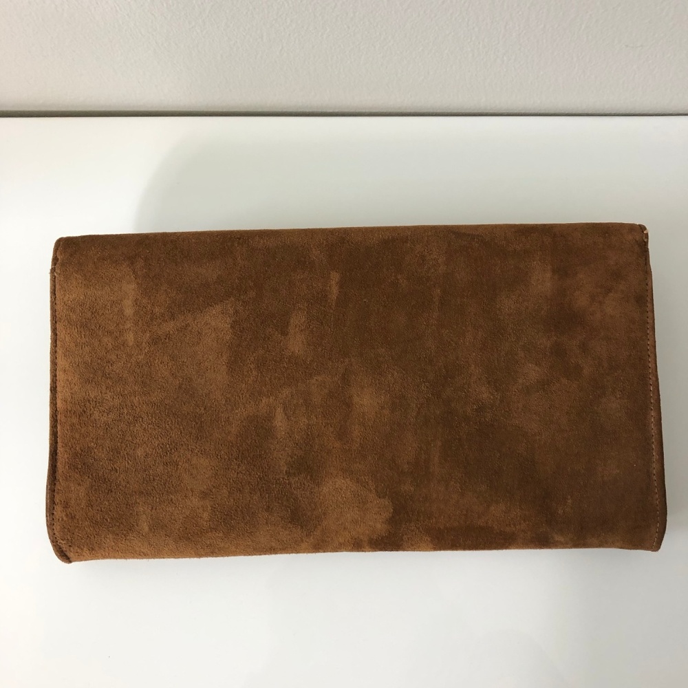 ⛔️SOLD⛔️Vintage Brown Faux Suede Clutch Purse - Picture 7 of 8